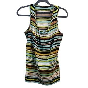 Outback Red Women Striped Sleeveless Scoop Neck Tank Top Shirt Size S